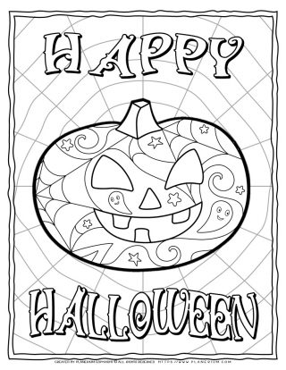 Halloween Coloring Page - Happy Halloween Jack-O-Lantern | Planerium