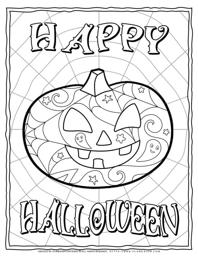 Halloween Coloring Page - Happy Halloween Jack-O-Lantern | Planerium
