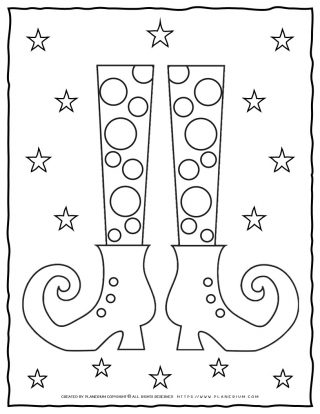 Halloween Coloring Page - Witch Legs with Stars | Planerium