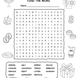 Hanukkah Word Search With Fifteen Words | Planerium