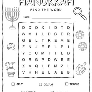 Hanukkah Word Search With Five Words | Planerium