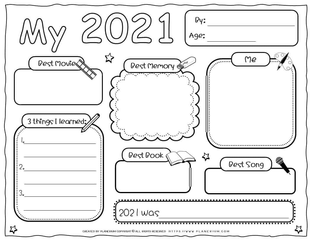 Self-Reflection Worksheet - My Year 2021 | Planerium