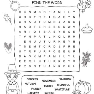 Thanksgiving Word Search with Ten Words | Planerium