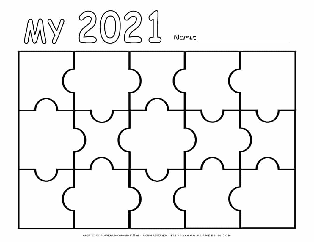 New Year Template - Puzzle Template Reflection My 2021 | Planerium
