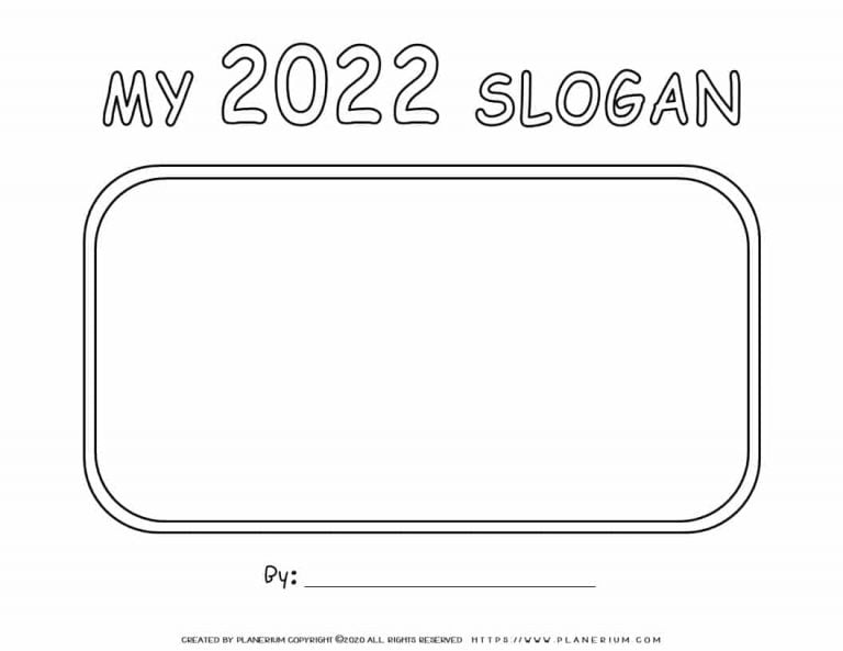 New Year Worksheet - My 2022 Slogan | Planerium