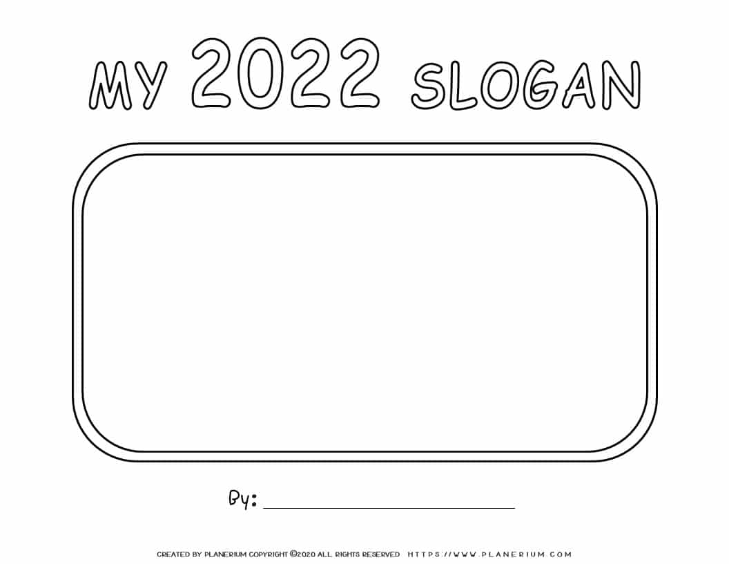 New Year Worksheet - My 2022 Slogan | Planerium