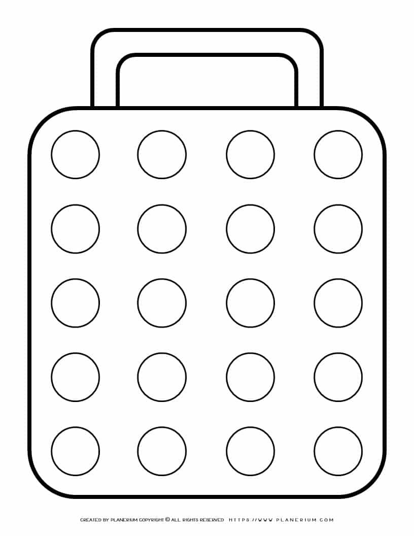 Suitcase Template - Big Suitcase with 20 Circles | Planerium