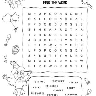 Carnival Word Search with Ten Words | Planerium