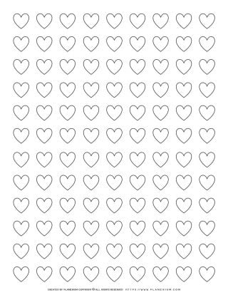Coloring Page - Hundred and Eight Hearts Grid | Planerium
