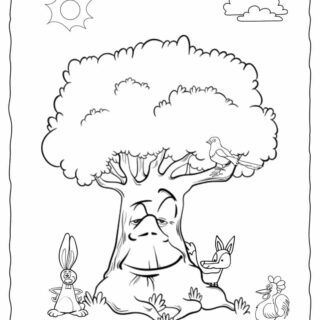 Old Tree with Face - Coloring Page | Planerium