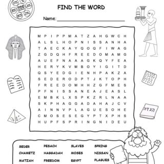 Passover Word Search with Fifteen Words | Planerium