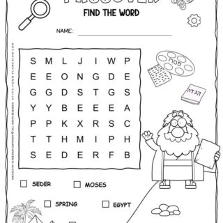 Passover Word Search with Five Words | Planerium