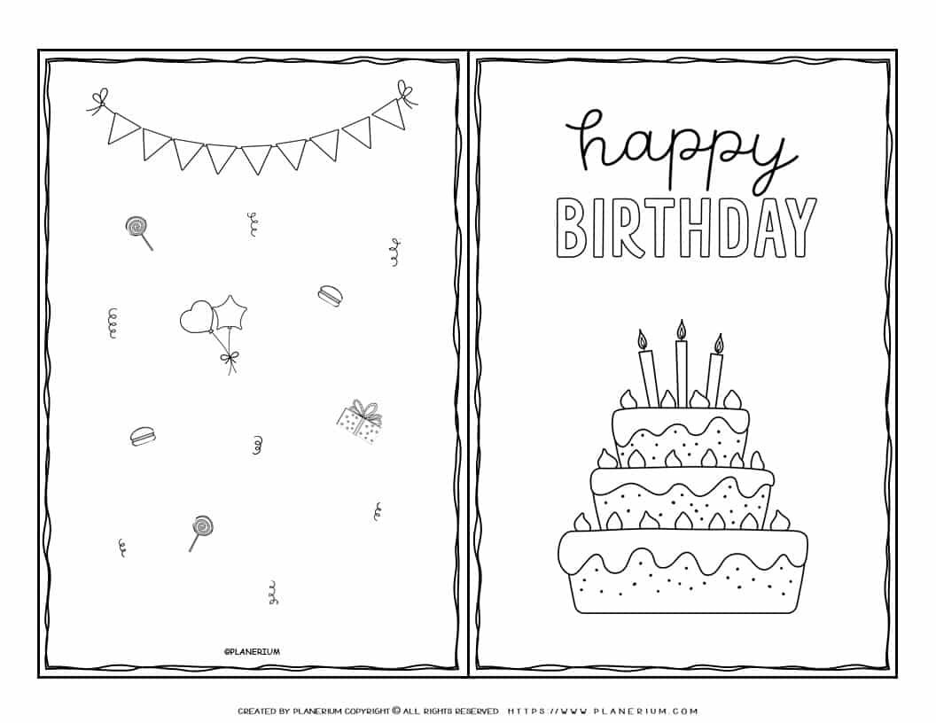 Birthday Card Template - Happy Birthday Cake | Planerium