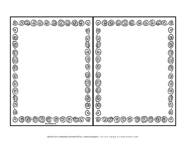 Decorative card template with a spiral border to make a greeting card for your friends and family