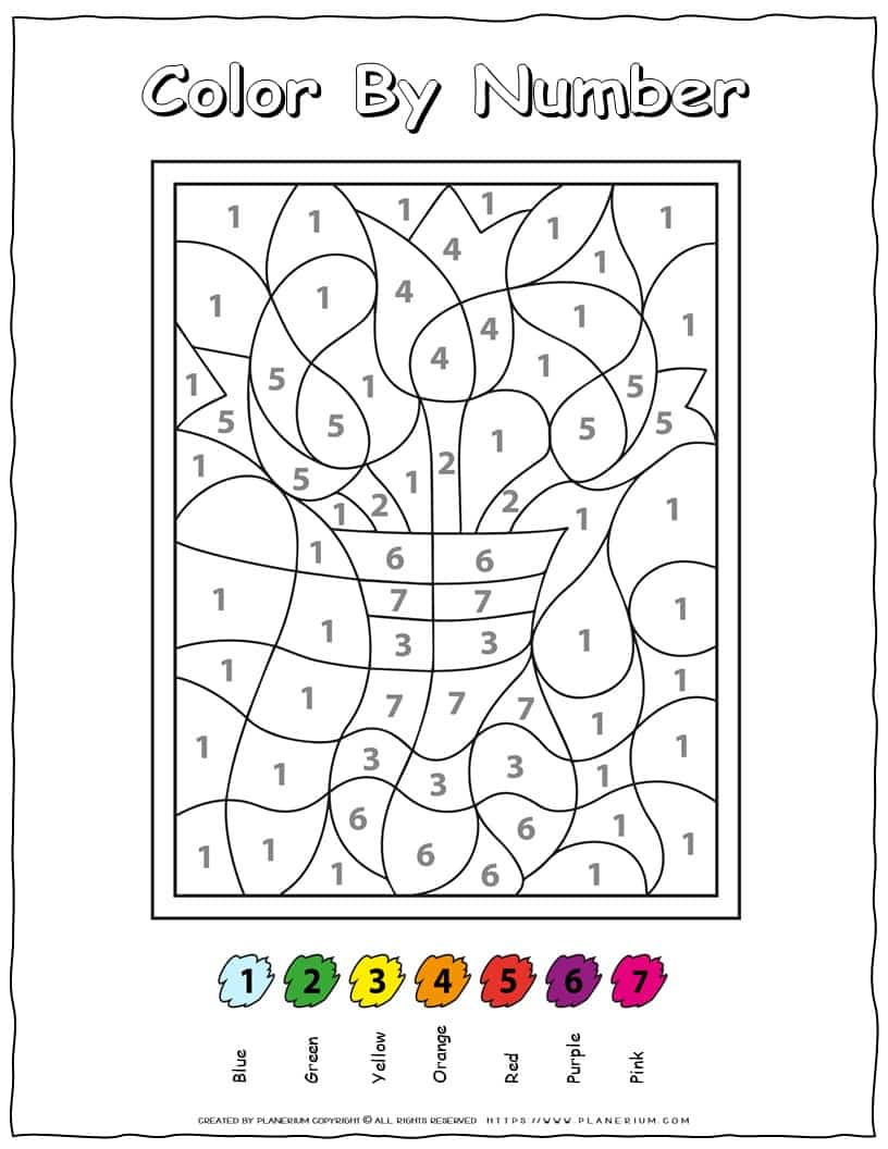 Color by Numbers Printables - Spring Flower | Planerium