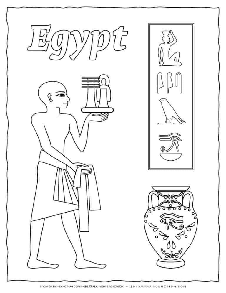 Egyptian Hieroglyphs - Coloring Page | Planerium