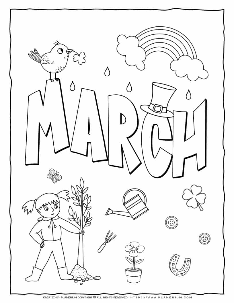 March Month Coloring Page | Planerium