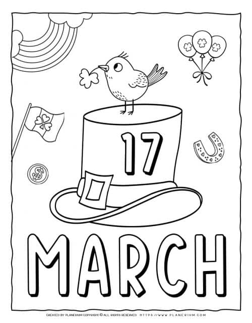 St. Patrick's Day - Coloring Page - March Seventeen | Planerium