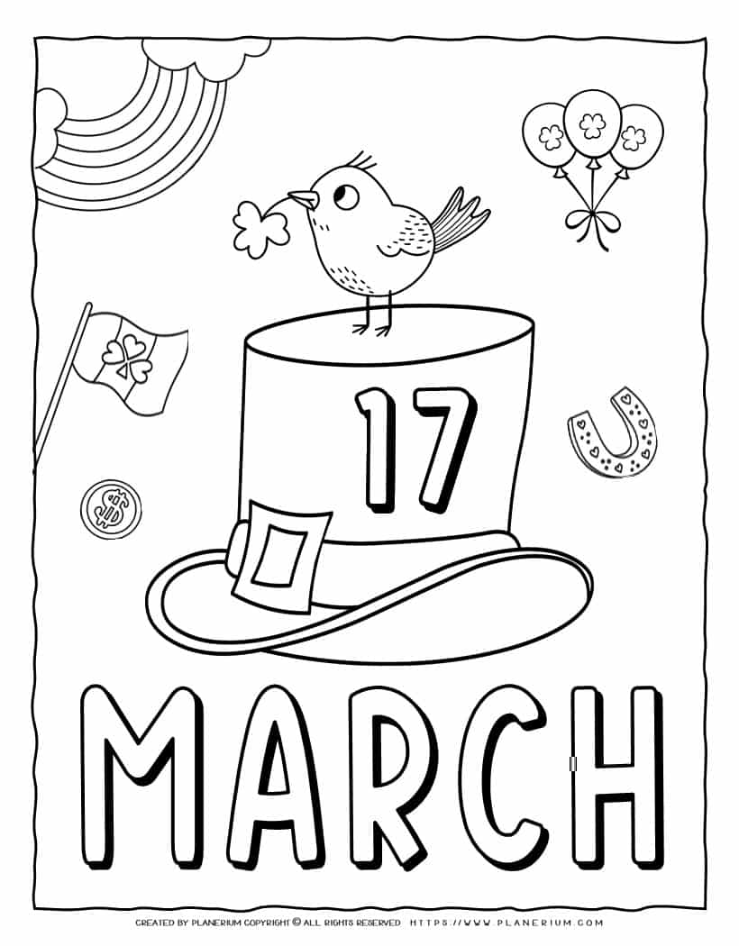 St. Patrick's Day - Coloring Page - March Seventeen | Planerium