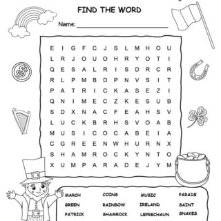 St. Patrick's Day - Word Search - Fifteen Words | Planerium