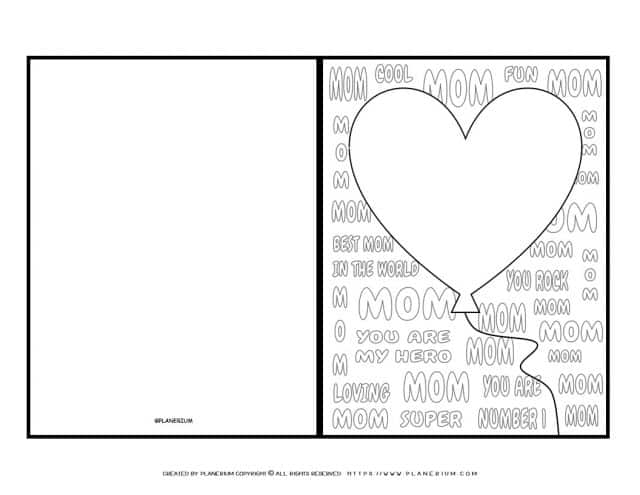Mom card template printable for kids to color and give their mother on her birthday or Mother's day.