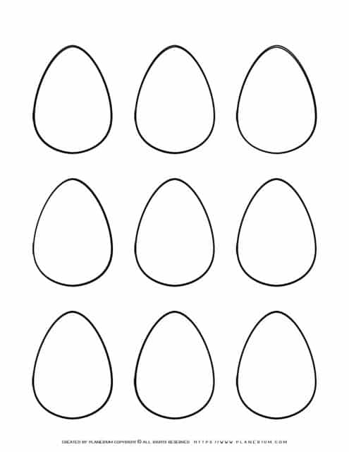 Egg outline template printable for Easter holiday. For class decoration and craft activity.
