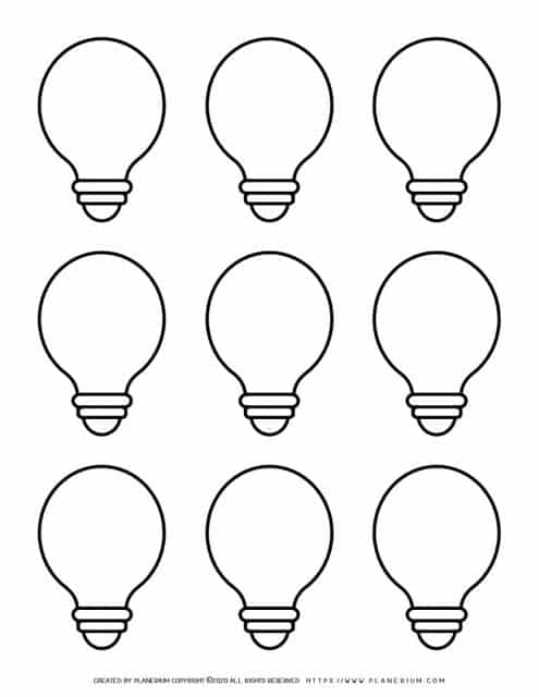 Lightbulb Outline - Nine Lightbulbs | Planerium