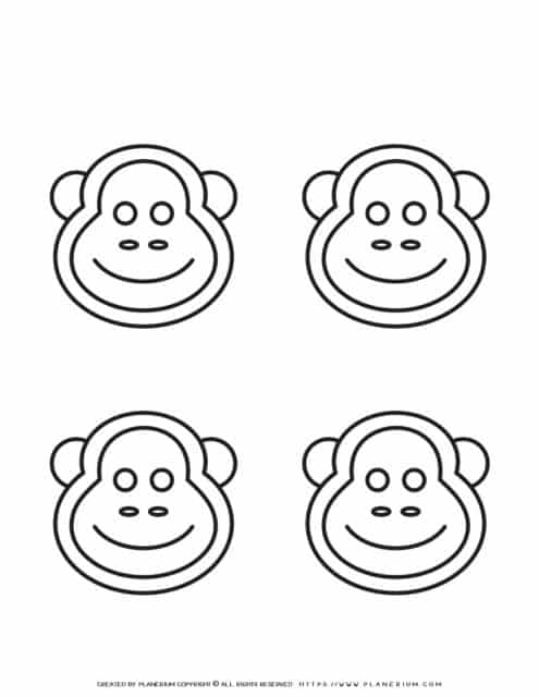 Monkey Outline - Four Monkey Faces | Planerium