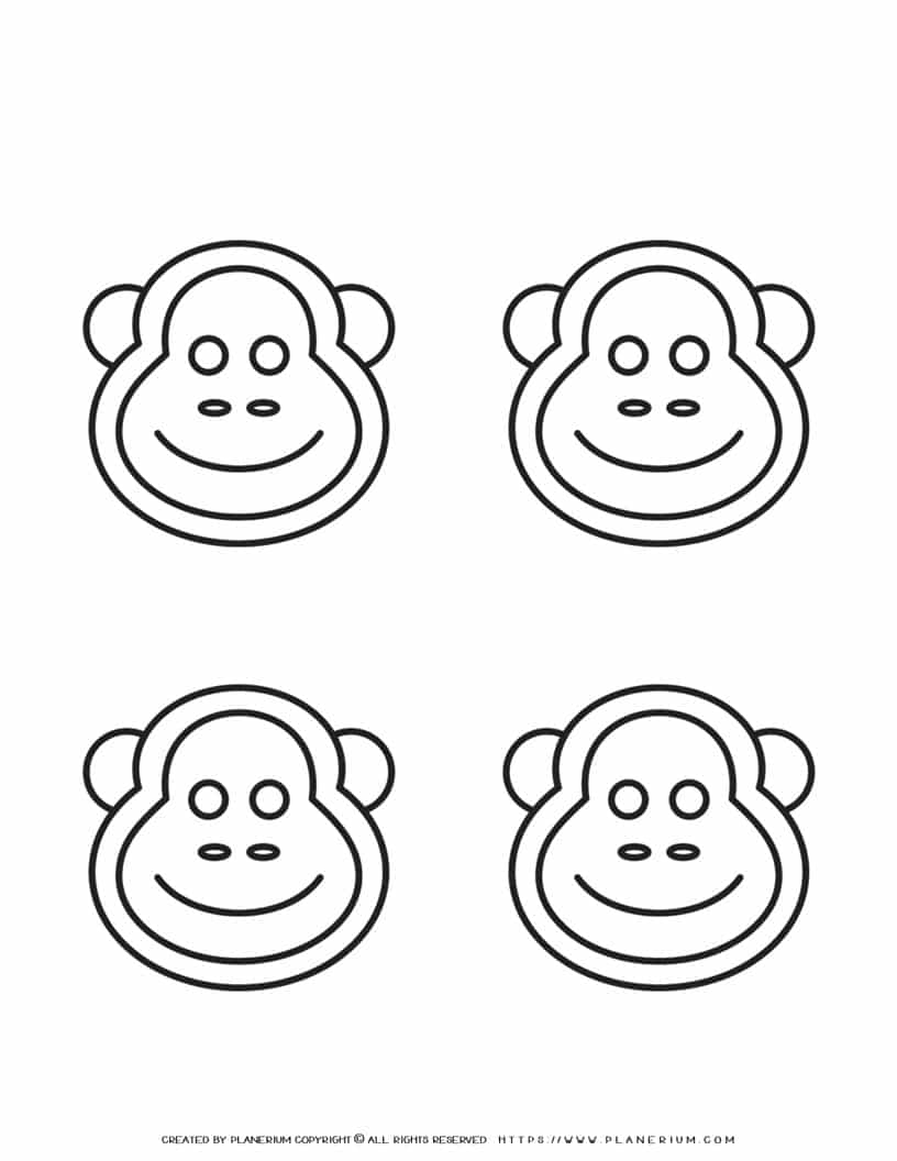 Monkey Outline - Four Monkey Faces | Planerium