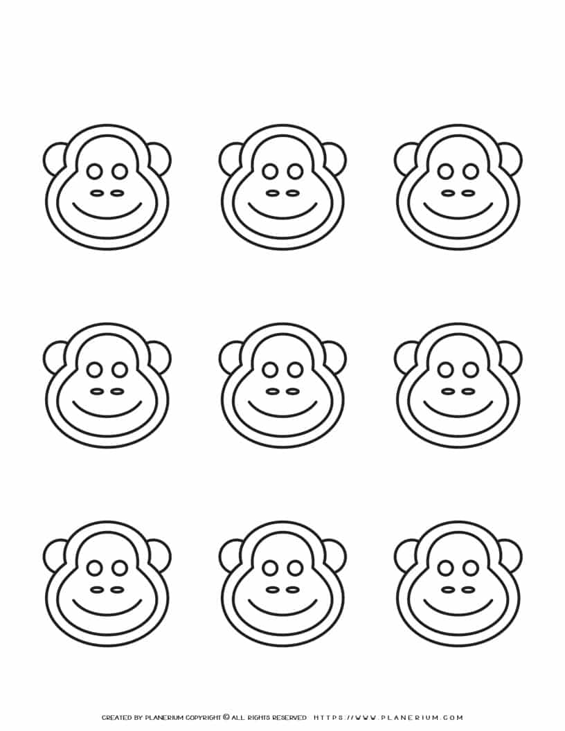 Monkey Outline - Nine Monkey Faces | Planerium
