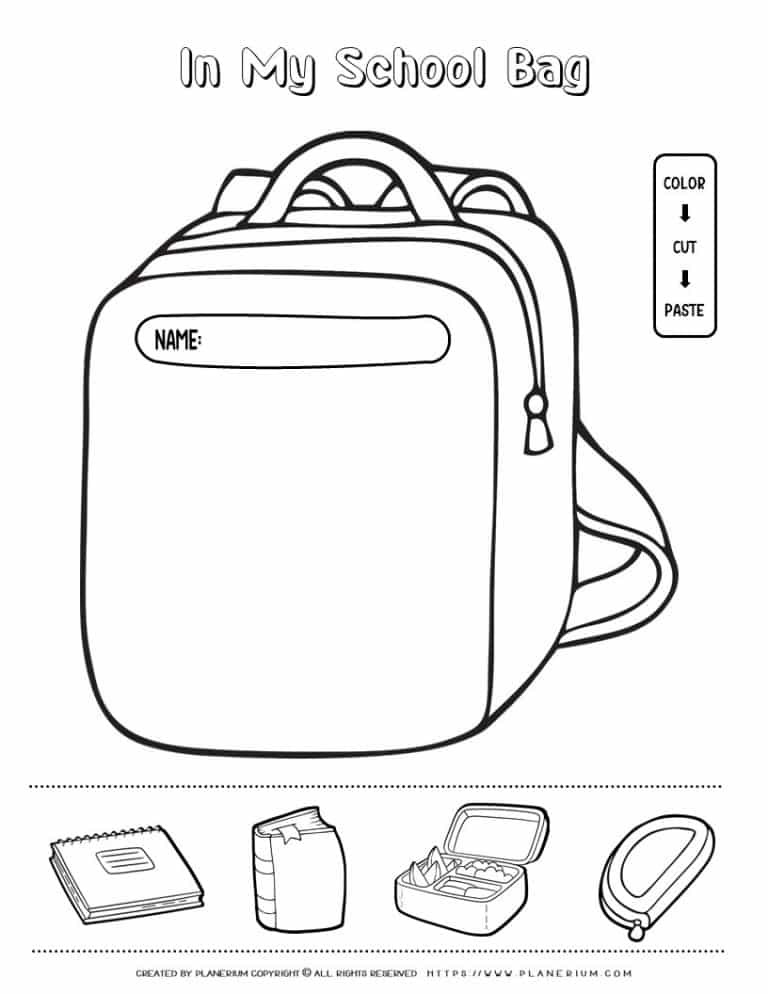 My School Bag Worksheet | Planerium