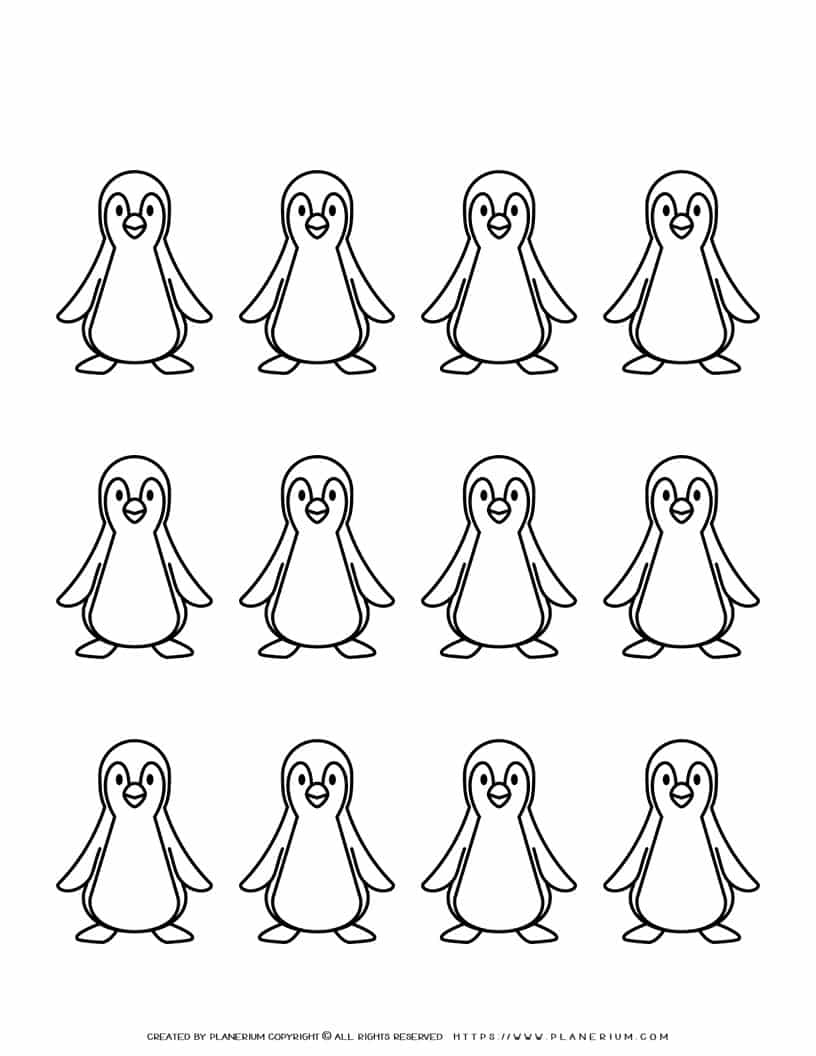 Penguin Outline - Twelve Penguins | Planerium