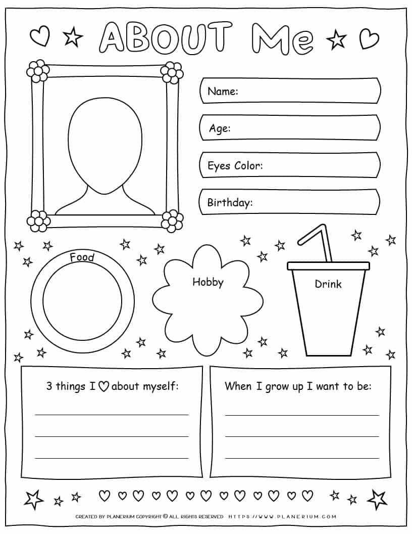 All About Me Worksheet | Planerium