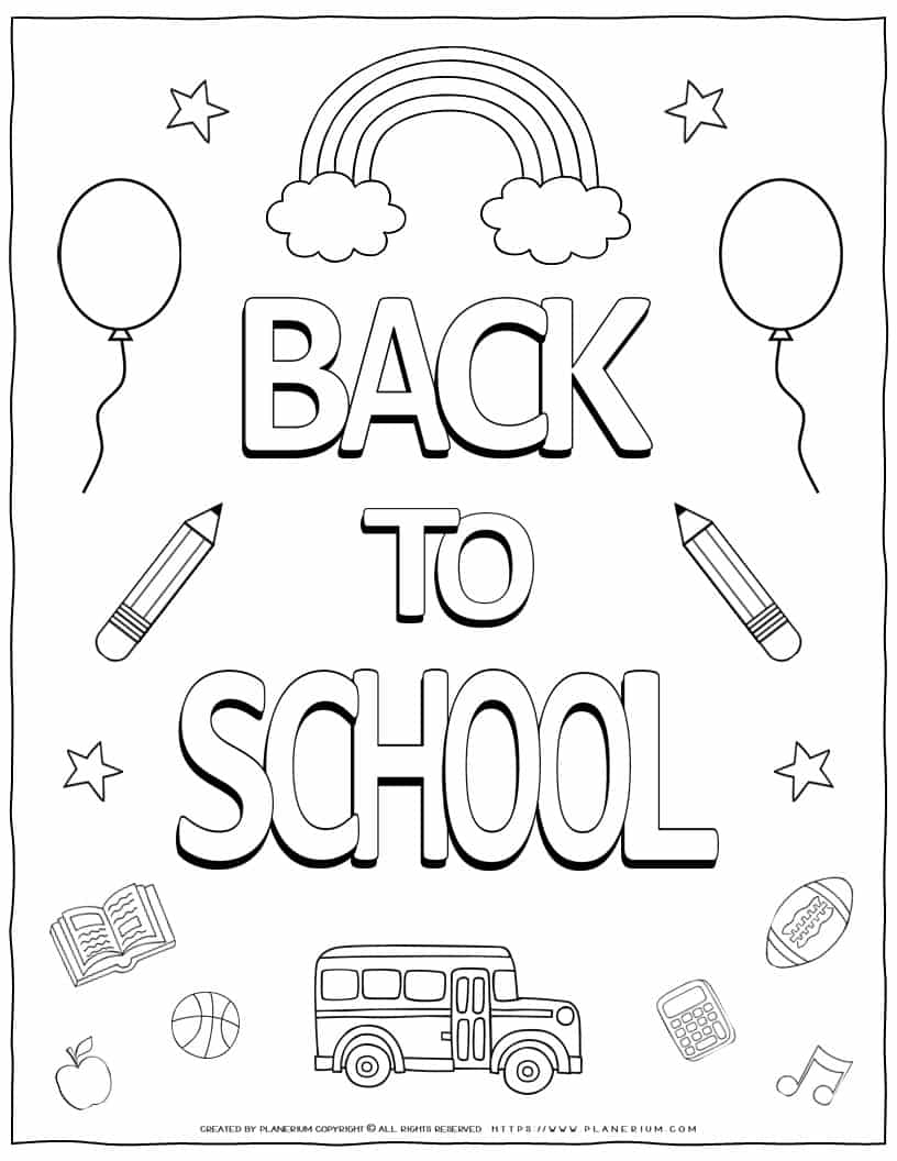 Back To School   Coloring Page   Planerium