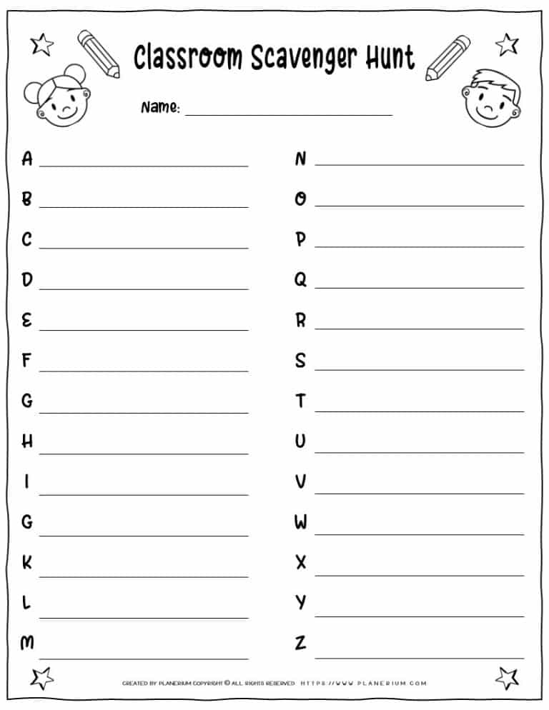 Classroom Scavenger Hunt | Planerium