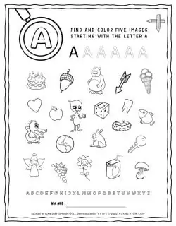 English Alphabet Worksheet - A Letter | Planerium