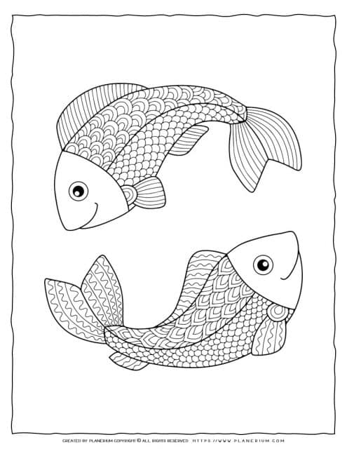 Fish Coloring Page - Two Fish | Planerium