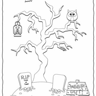 Hunted Tree Scene Coloring Page | Planerium