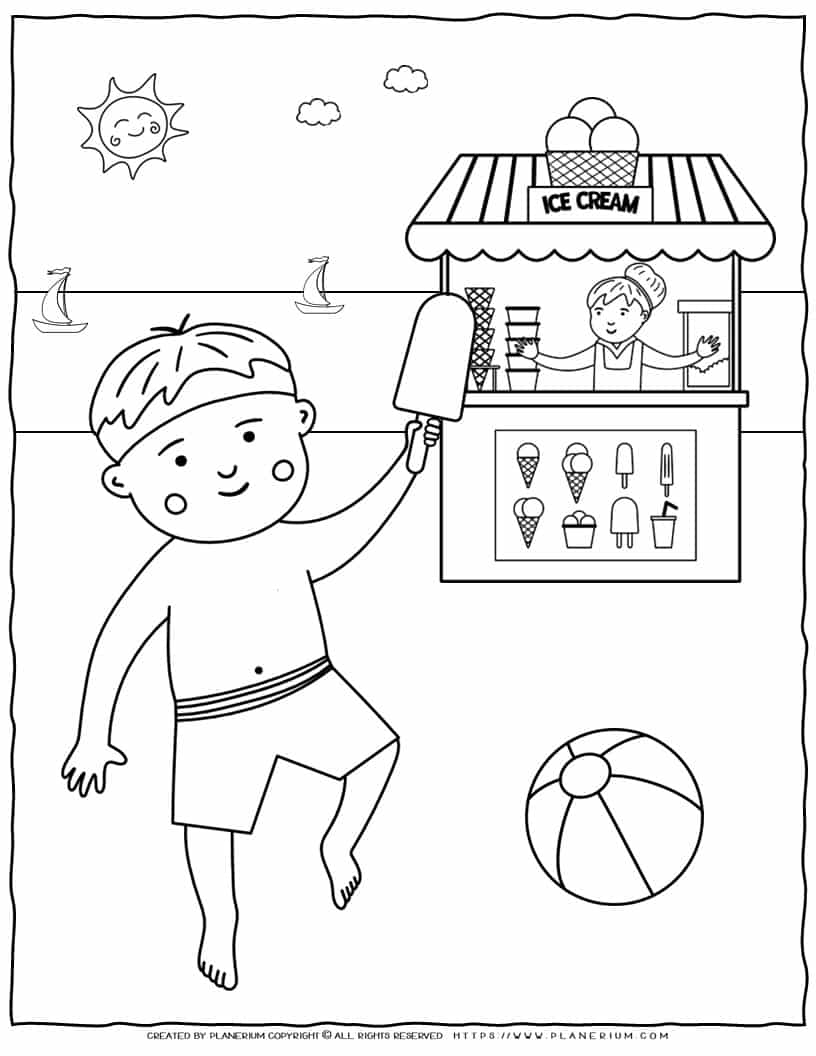 Ice Cream Coloring Page - Boy Popsicle | Planerium