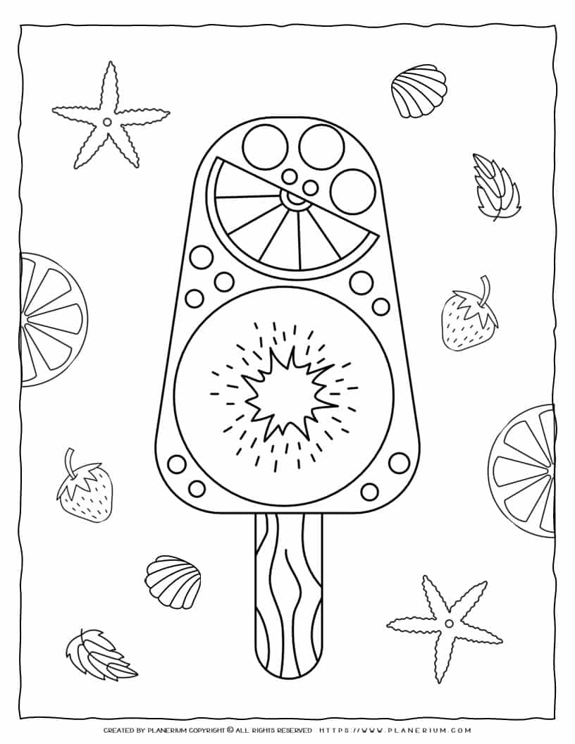 Popsicle Coloring Page - Fruit Popsicle | Planerium