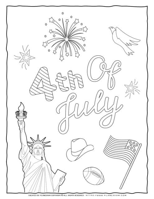 4th of July coloring page for kids.