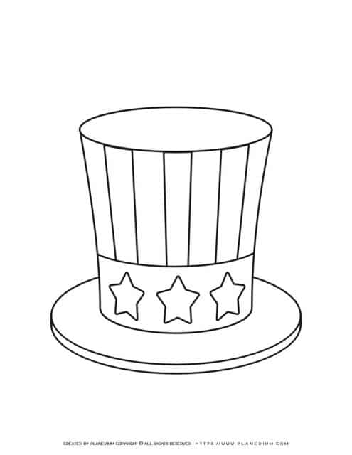 American hat coloring page for kids to color on independence day.