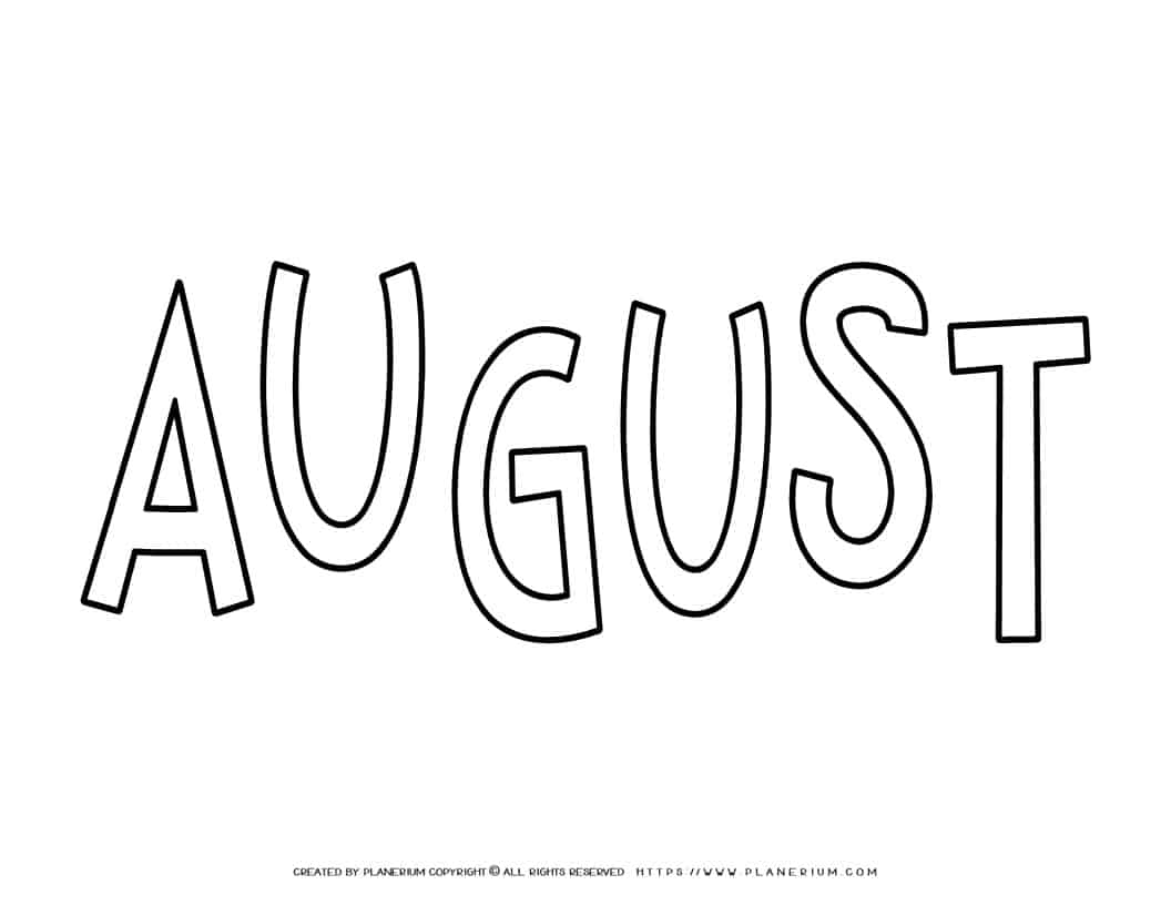 August Coloring Page - Title | Planerium