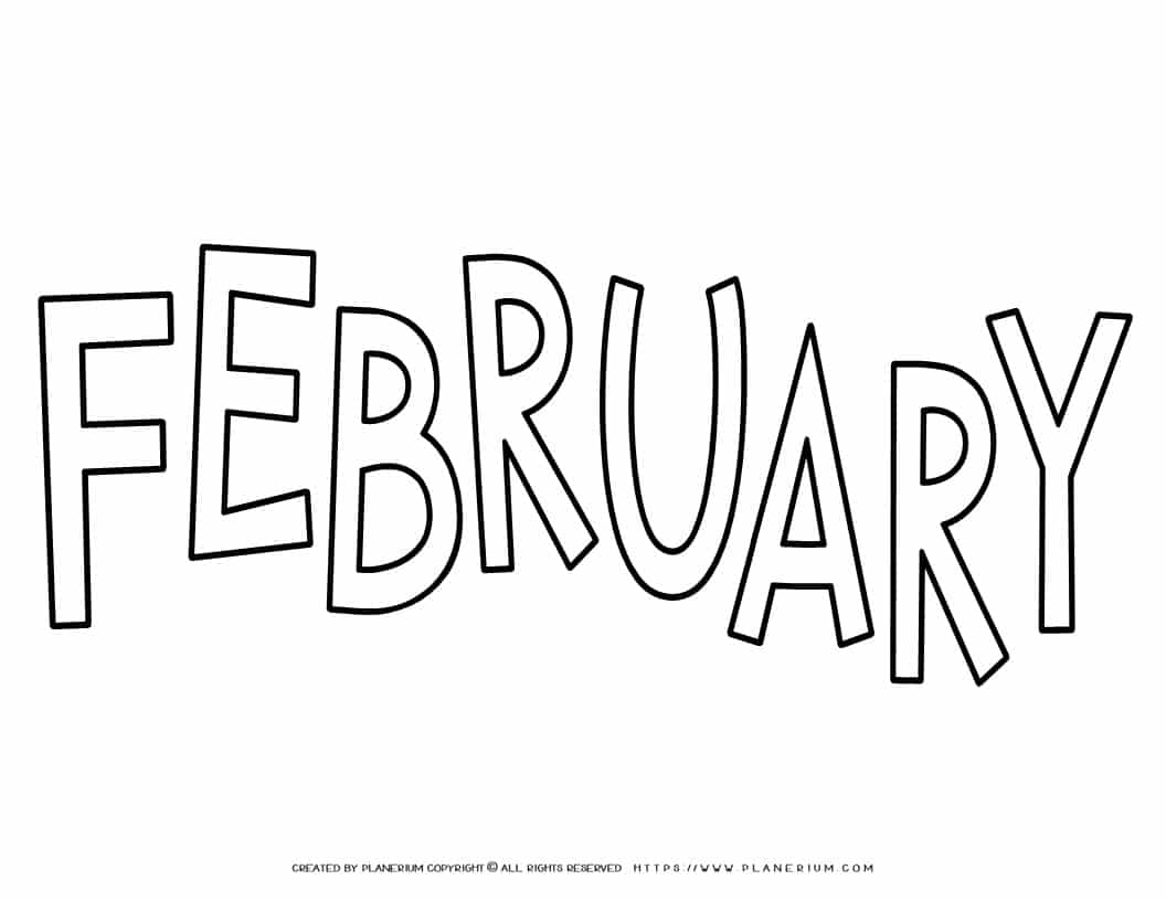 February Coloring Page - Title | Planerium