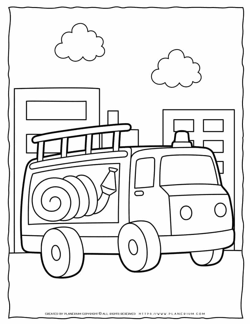 Fire Truck Coloring Page | Planerium