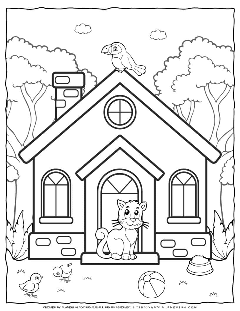 House Coloring Page - Country House | Planerium