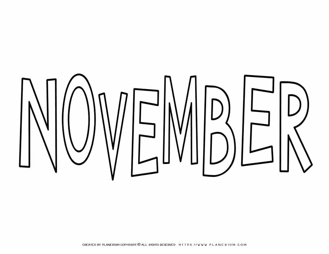 November Coloring Page - Title | Planerium