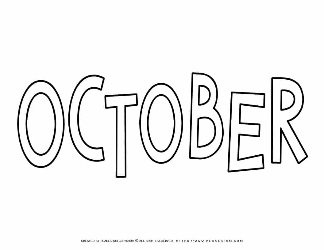 October Coloring Page - Title | Planerium