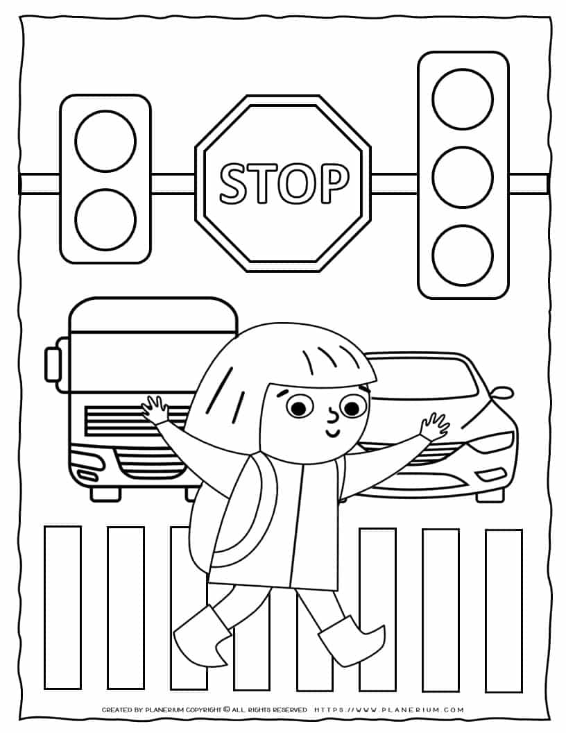 Road Safety Coloring Page | Planerium