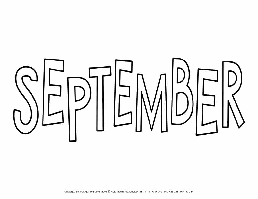September Coloring Page - Title | Planerium